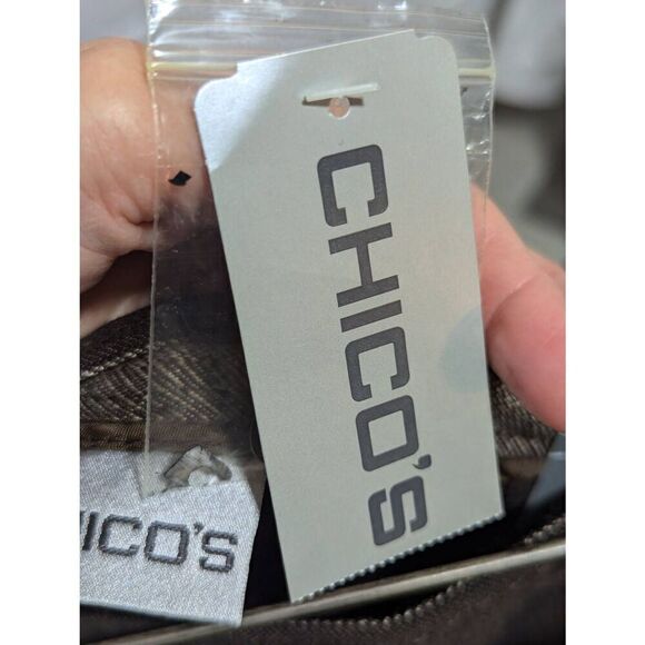 Chico's Women's Brown Metallic Thread Striped Pattern Trouser Pants Size 0.5 Tal - Picture 7 of 9